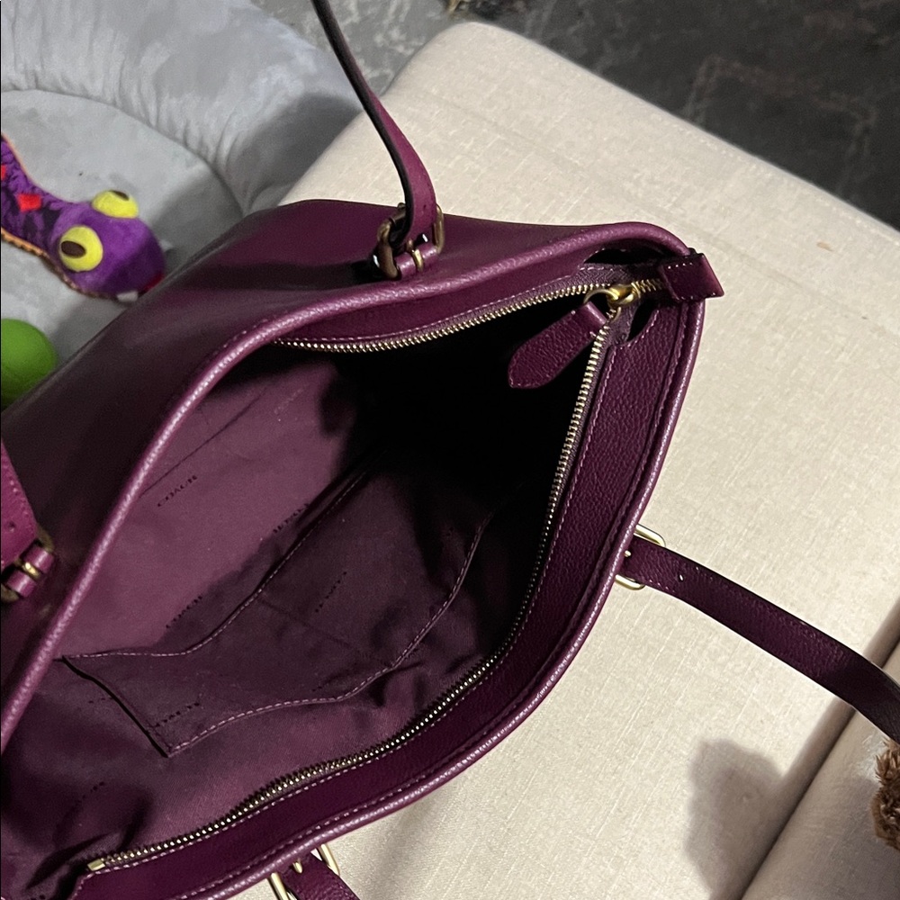 Coach Deep Purple Leather Tote - Picture 4 of 5